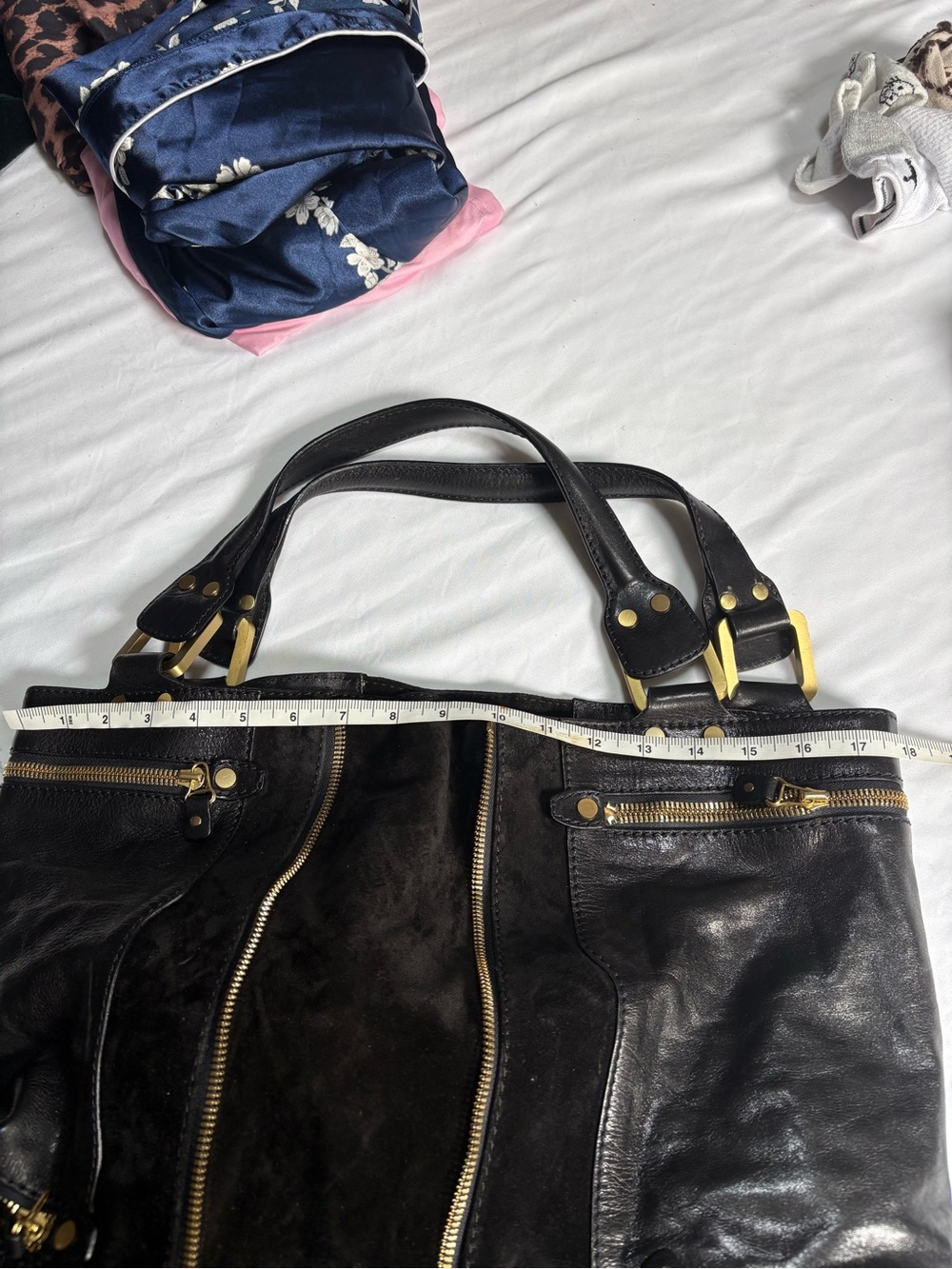 Jimmy Choo Black and Gold Leather Tote - Picture 10 of 11